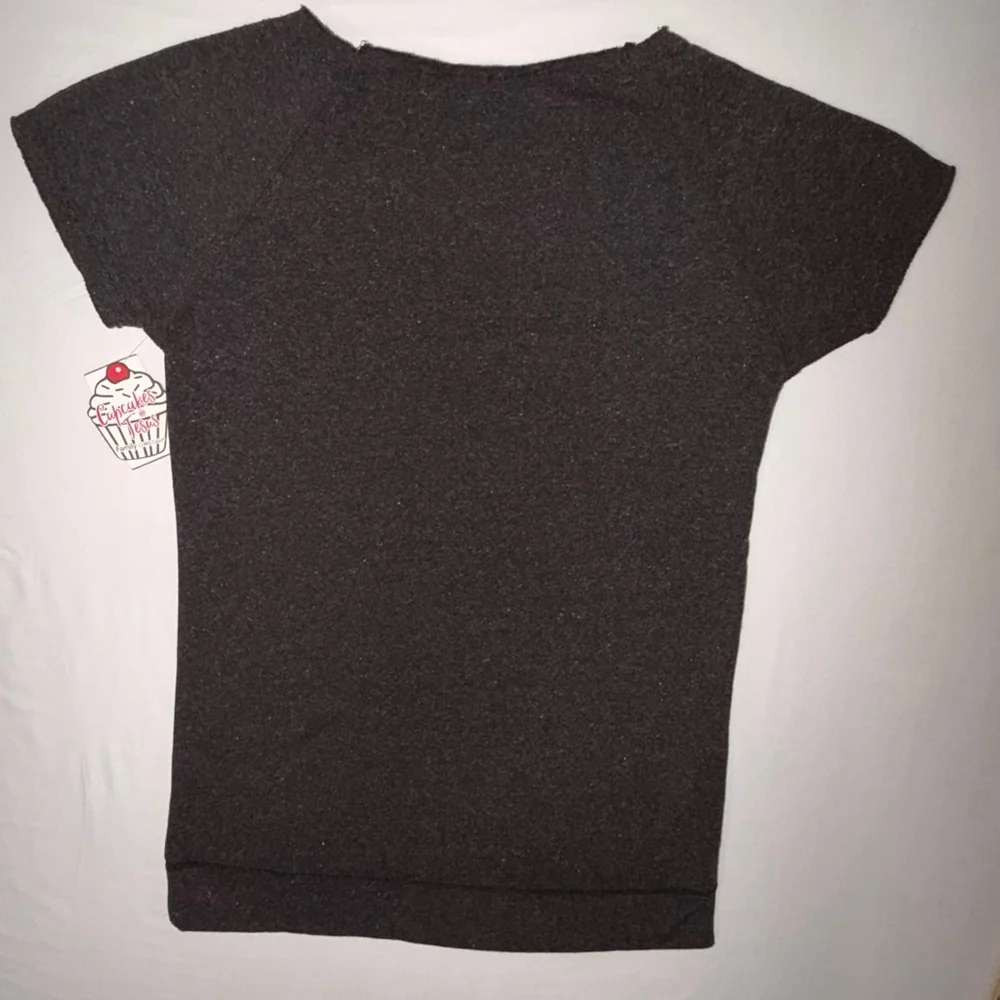 J. America Women XL Charcoal Gray Fleece T-Shirt Cupcakes and Jesus Glitter NWT